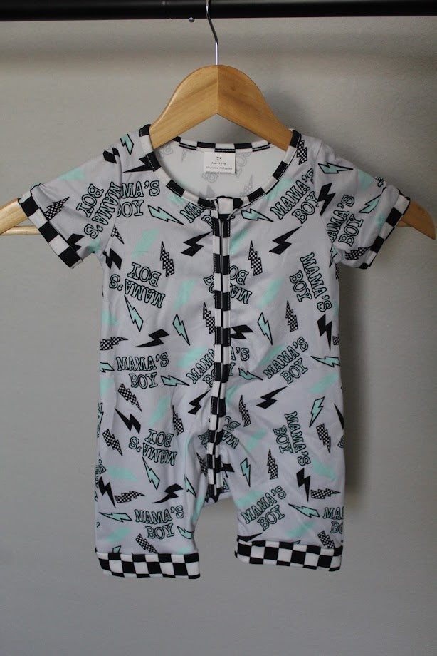 Mama's Boy Black Checked Romper