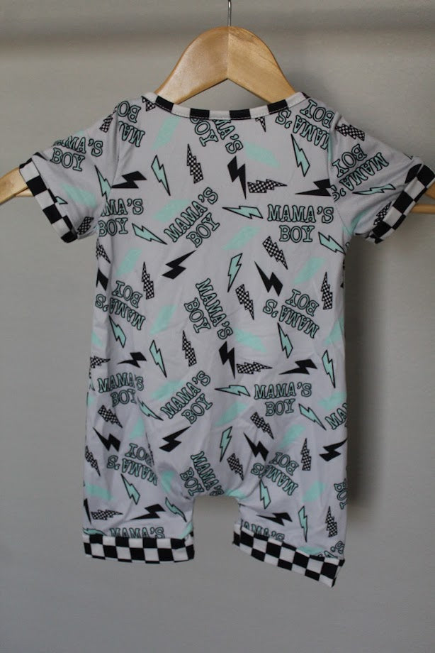 Mama's Boy Black Checked Romper