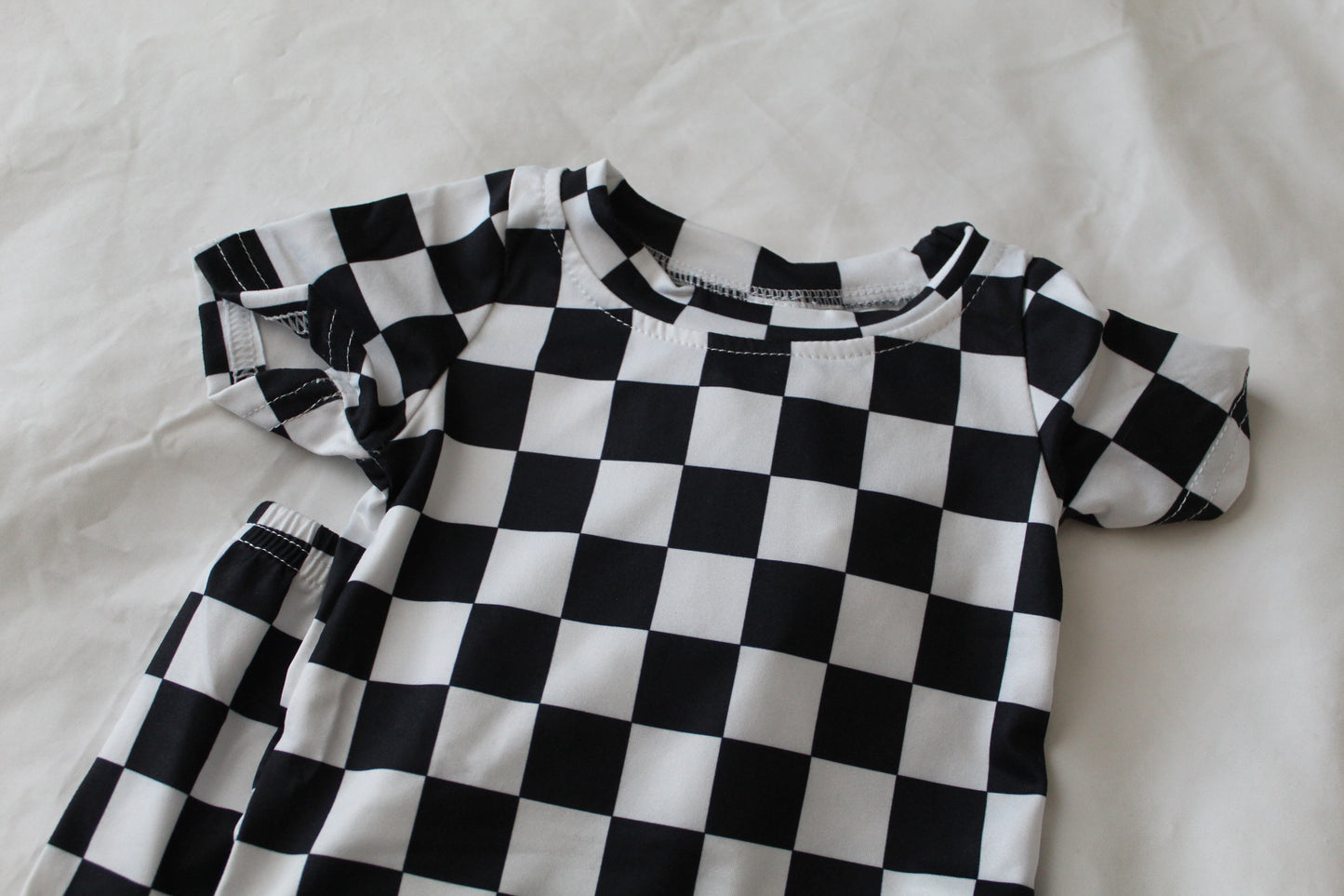 Black Checkered Short Pajamas