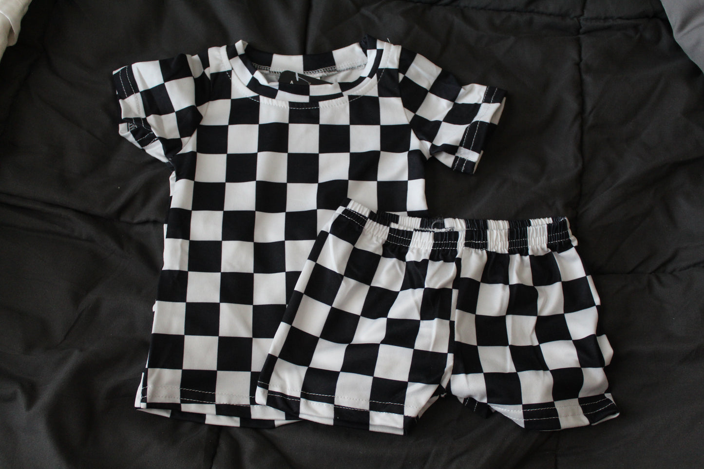 Black Checkered Short Pajamas