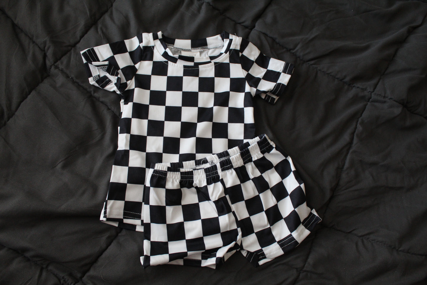 Black Checkered Short Pajamas