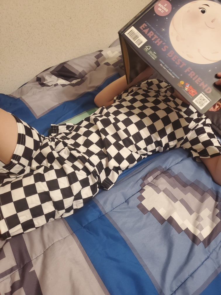 Black Checkered Short Pajamas