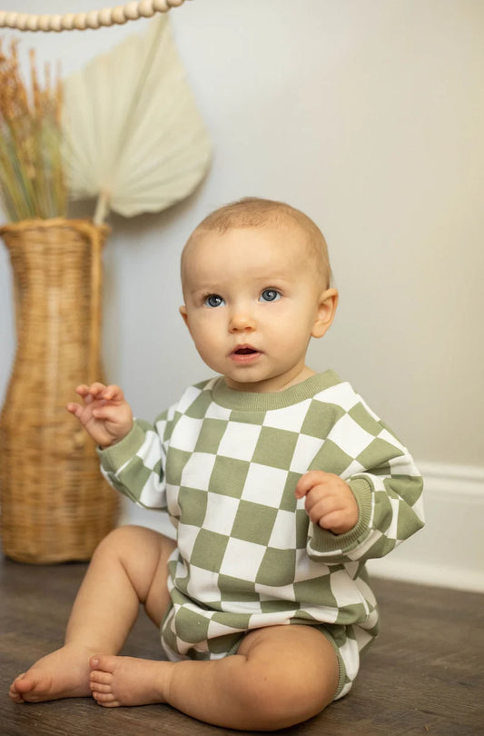 Checkered Baby Bubble Romper