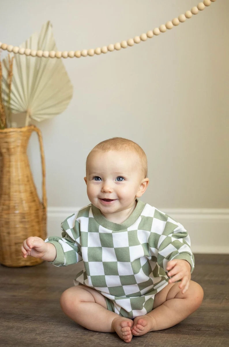 Checkered Baby Bubble Romper