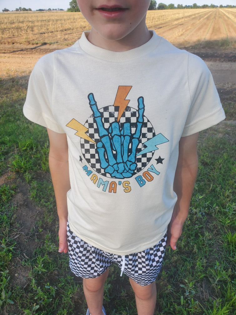 Mama's Boy Skeleton Hand Tee