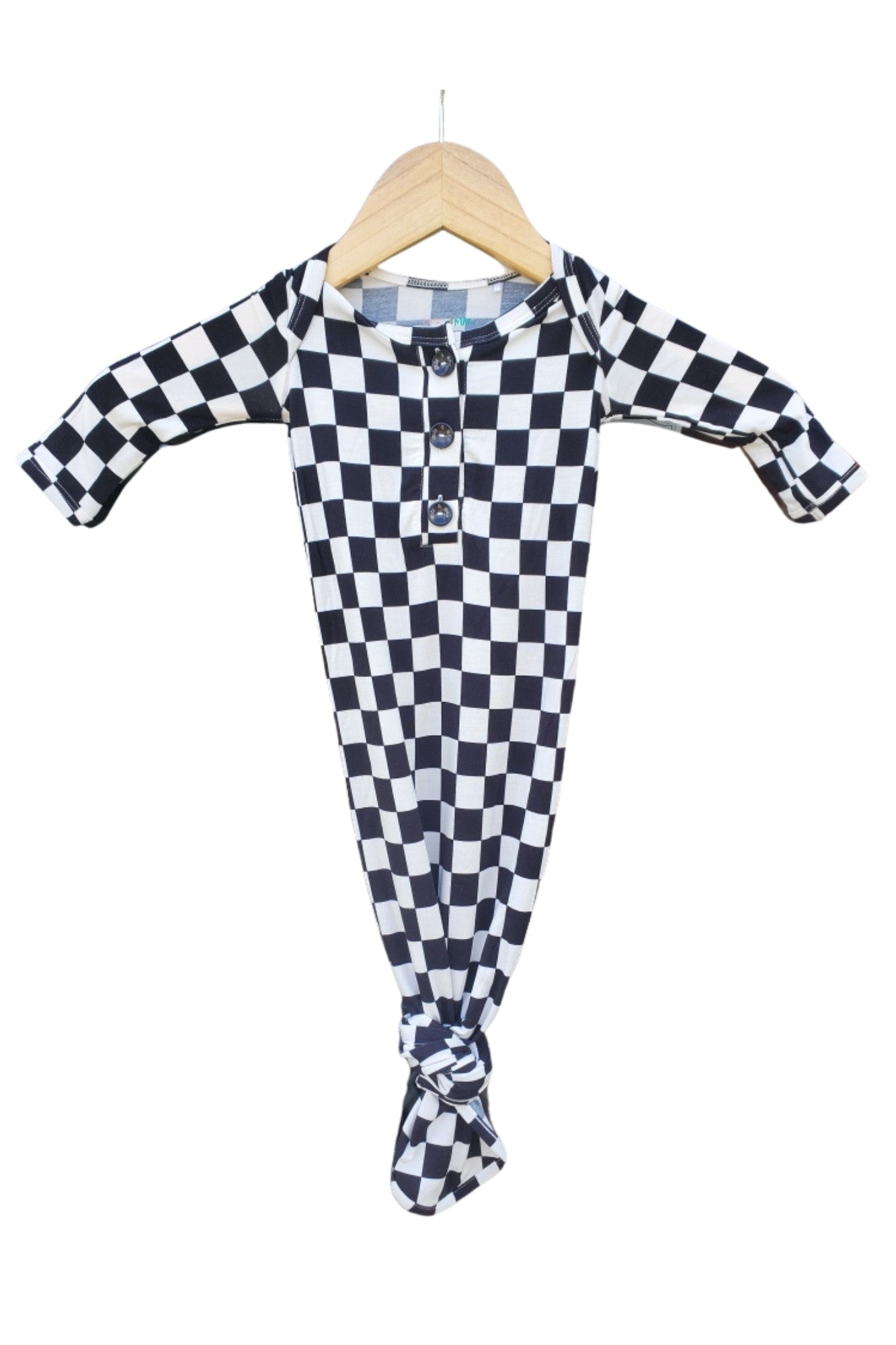 Black Checkered Knotted Gown