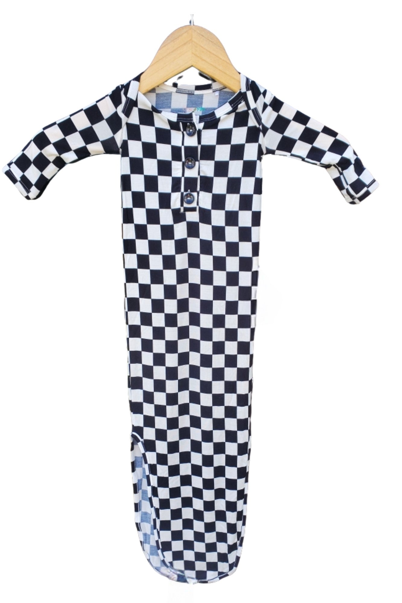 Black Checkered Knotted Gown